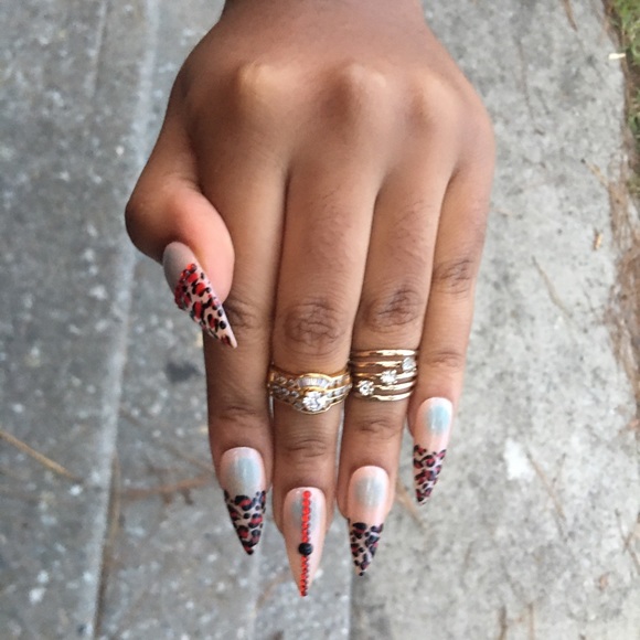 🐆 Red leopard print Press on Nails-Med(1,5,4,6,8) - Picture 2 of 10
